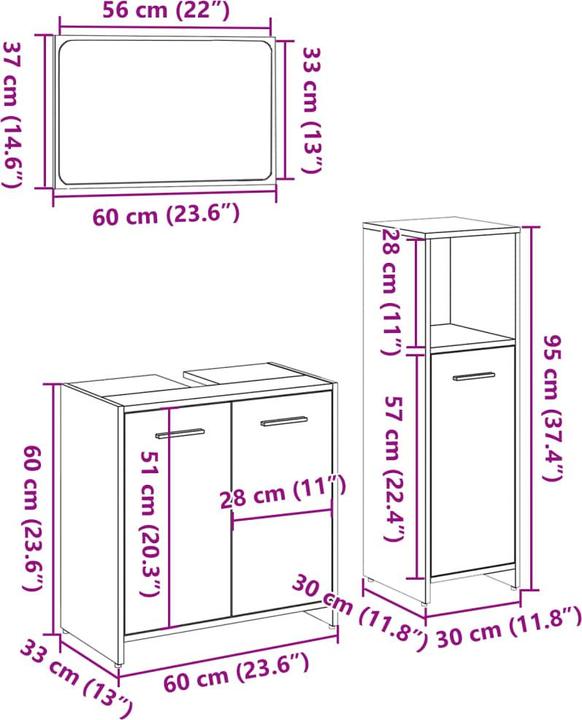 Produktbild vidaXL 3-tlg. Badmöbel-Set
