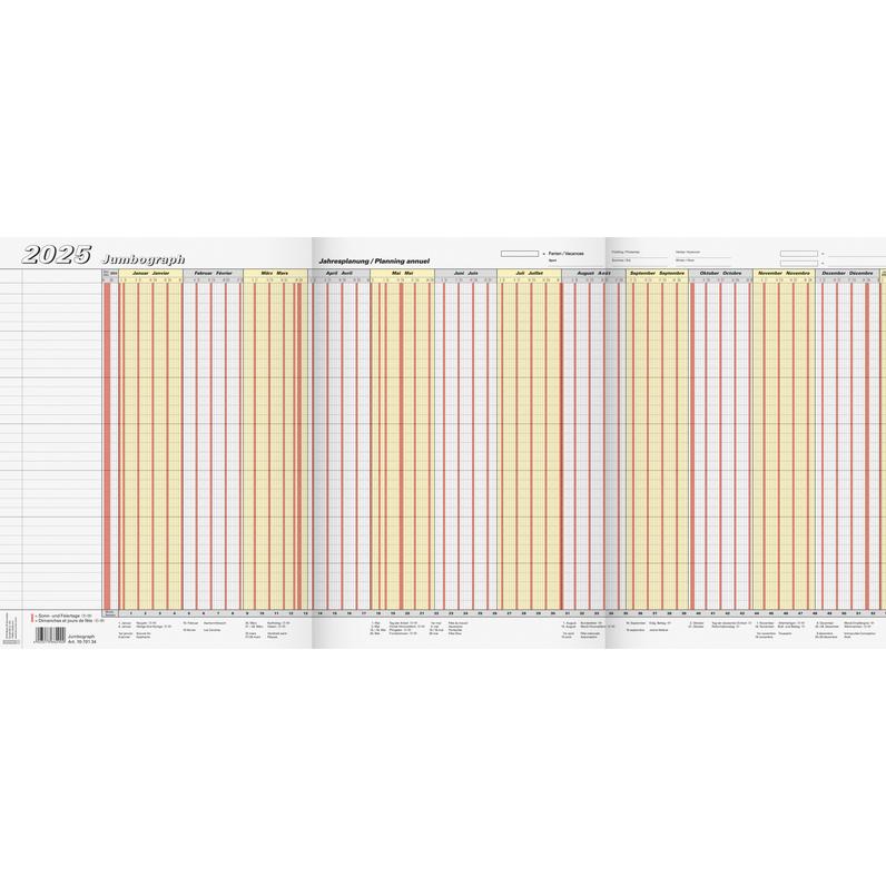 Brunnen, Kalender, Urlaubsplaner Leporello 2025 1070134005 DE/FR 65x30cm (64.7 x 29.7 cm, Kein Einband, Deutsch)