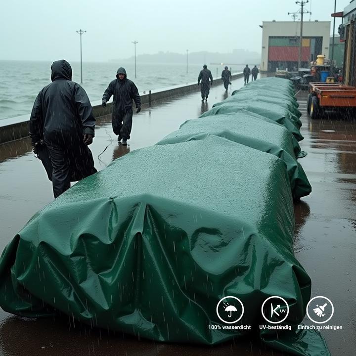 Produktbild Wiltec Abdeckplane wetterfest dunkelgrün 3x5m Polyester Gartenplane 650g/m² Ösen (5 x 3 m)