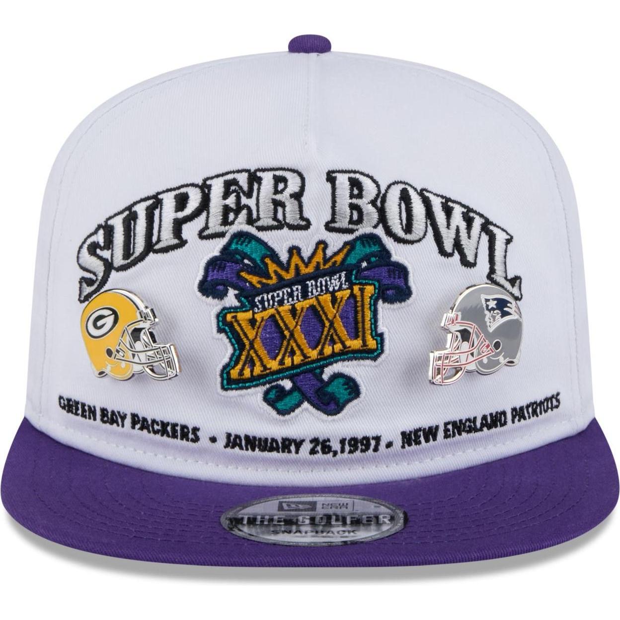 Thumbnail - New Era, Herren, Cap, Golfer Cap - Super Bowl Xxxi Pin Packers Patriots, Weiss, (One Size)