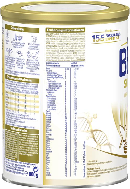 Actual product image Beba Supreme PRE (995 g, from birth)