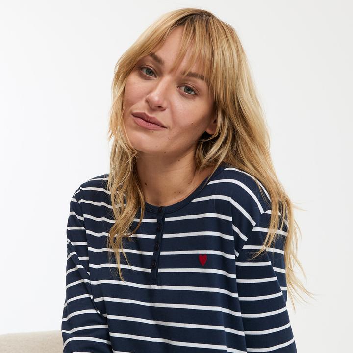 Produktbild Anne Weyburn Gestreiftes Nachthemd aus Baumwolljersey (XL)