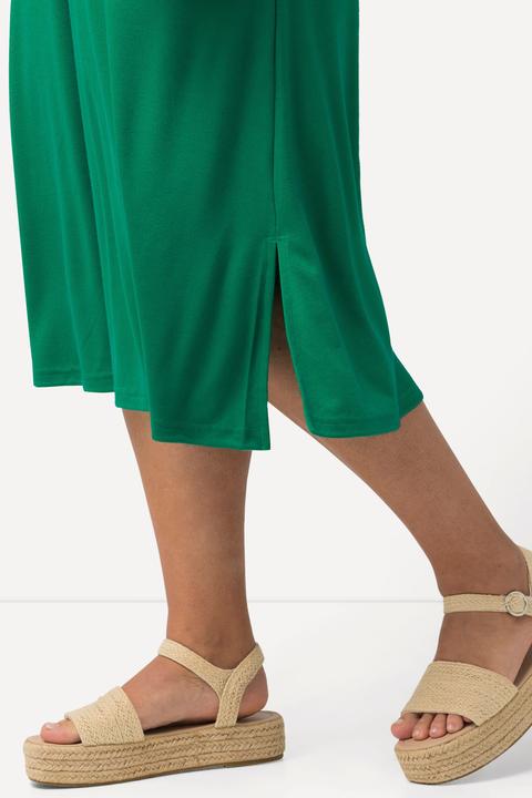 Produktbild Ulla Popken Jersey-Midikleid, A-Linie, V-Ausschnitt, Halbarm (50, 52)