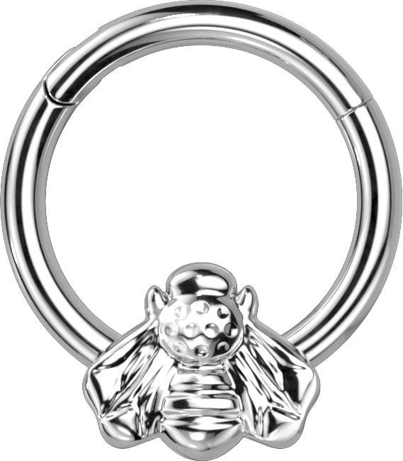 Produktbild Star Piercing Micro Segmentring klappbar silber Biene (Titan, ohne Messing)