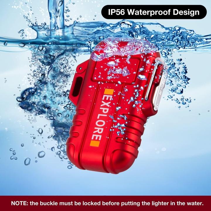 Immagine prodotto Swissdetector Accendino elettrico a doppio arco - ricaricabile via USB - impermeabile - Rosso