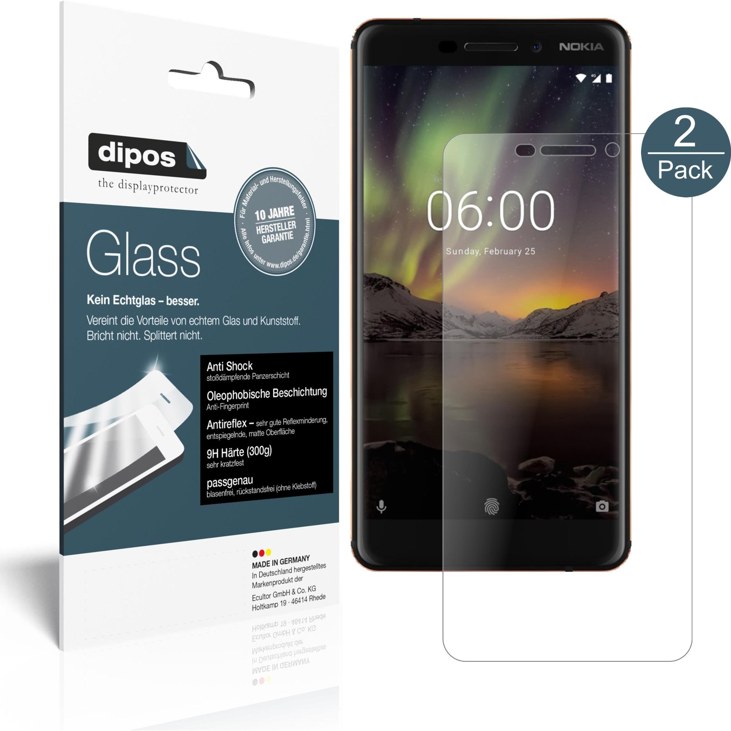Dipos Displayschutz Anti-Shock (2 Stück, Nokia 6 (2018)), Smartphone Schutzfolie, Transparent
