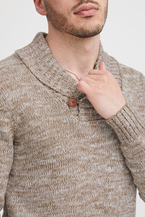 Actual product image Solid Phil Men's Jumper Chunky Knit Pullover With Shawl Collar Made Of 100% Cotton (XL)