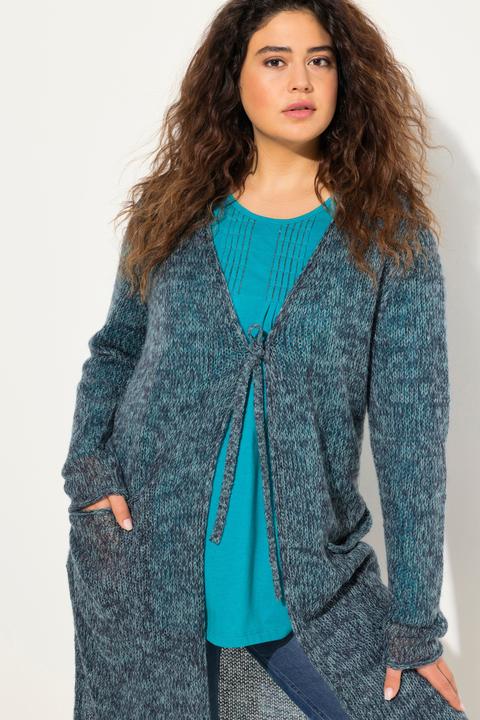 Actual product image Ulla Popken Longline Tie Front Long Sleeve Cardigan (50, 52)