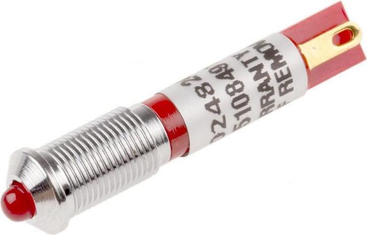 Produktbild RS PRO LED erhaben 6mm chrom 24Vdc HE rot