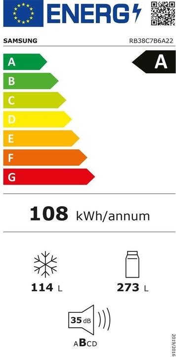 Energy Label Samsung BESPOKE, WIFI, Clean Black, 387 L (387 l)