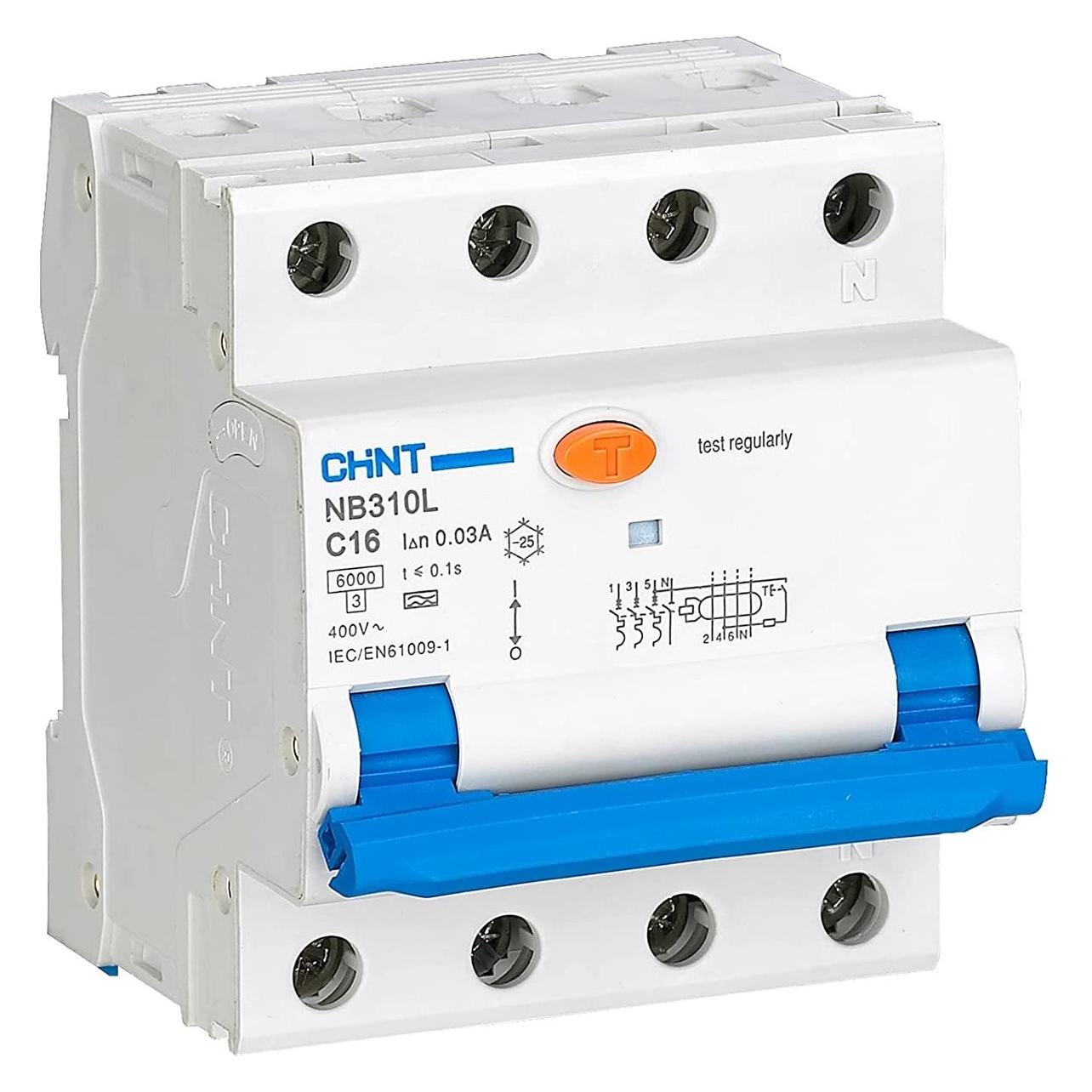 Chint, Fi Stroomonderbreker, Aardlekautomaat B 16A 3P+N 30mA