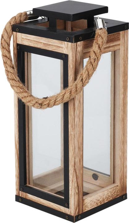 Mojawo Laterne aus Holz mit Metalldach Deko-Laternen Höhe 32cm