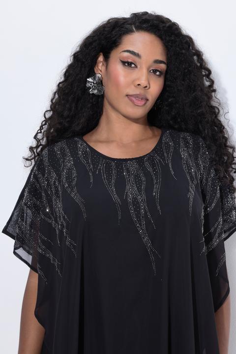Produktbild Ulla Popken Chiffon-Midikleid, doppellagig, Rundhals, Halbarm (54)