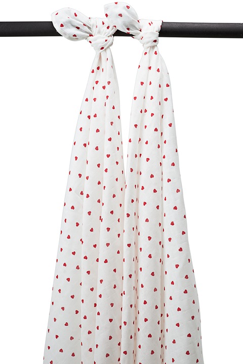 Actual product image Meyco Sweet Heart swaddle - pack of 2 - muslin (120 cm, 120 cm)