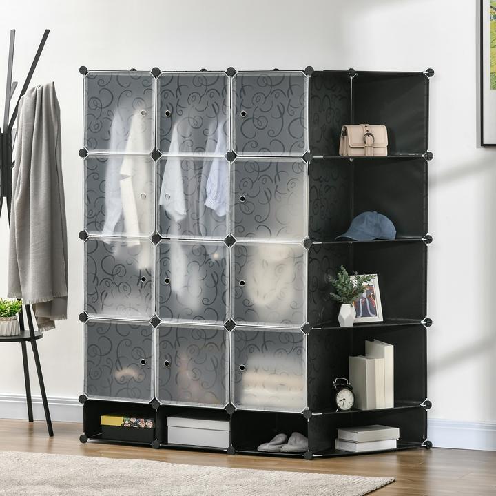 Produktbild Homcom DIY Kleiderschrank Kunststoff, Stahl Schwarz