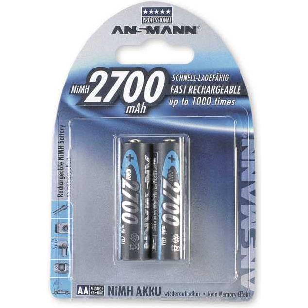 Thumbnail - Ansmann NiMH-Akku Mignon 2700mAh 2er Blister (AA, 2700 mAh), Batterien + Akkus