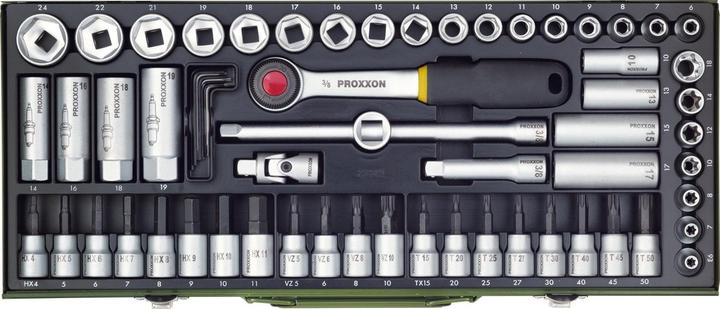Proxxon Super-Kompaktsatz mit Ratsche, 65-teilig (3/8")