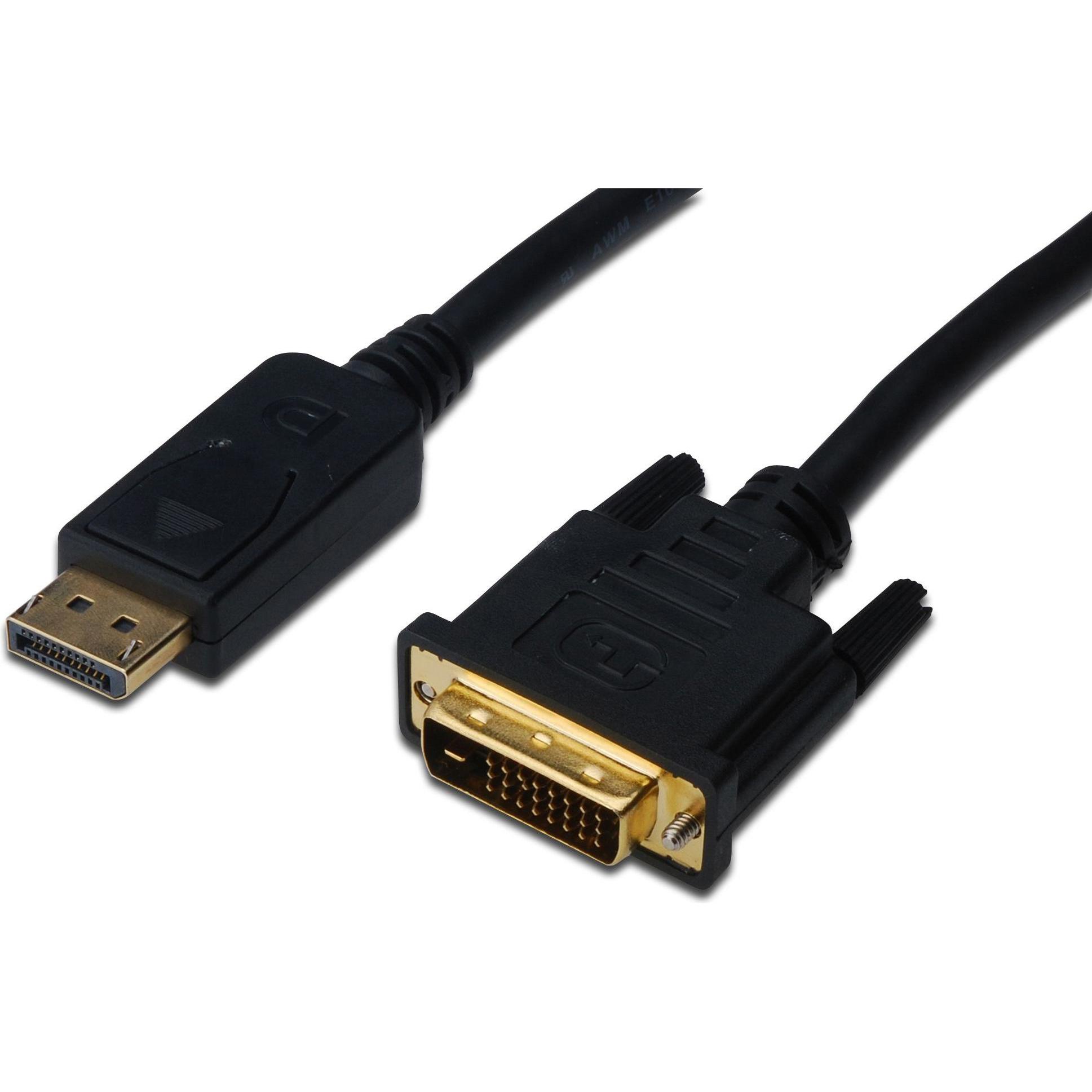 Digitus DisplayPort – DVI (2 m), Cavo video, Nero