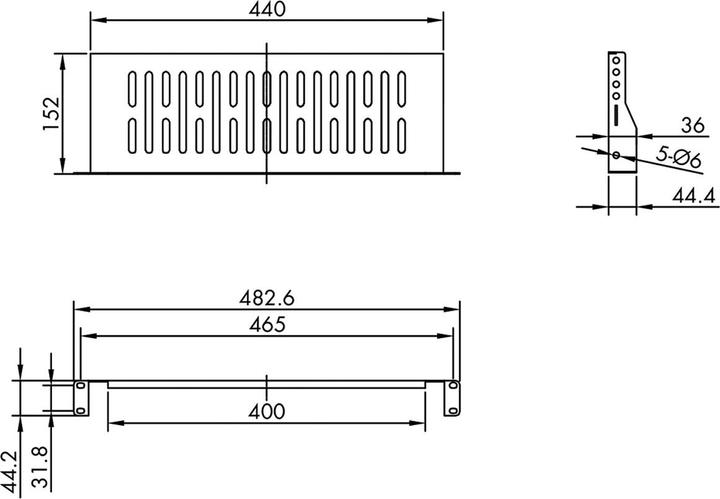 Produktbild Value 19"-Fachboden 1HE, T: 150 mm, < 10 kg, U-Form