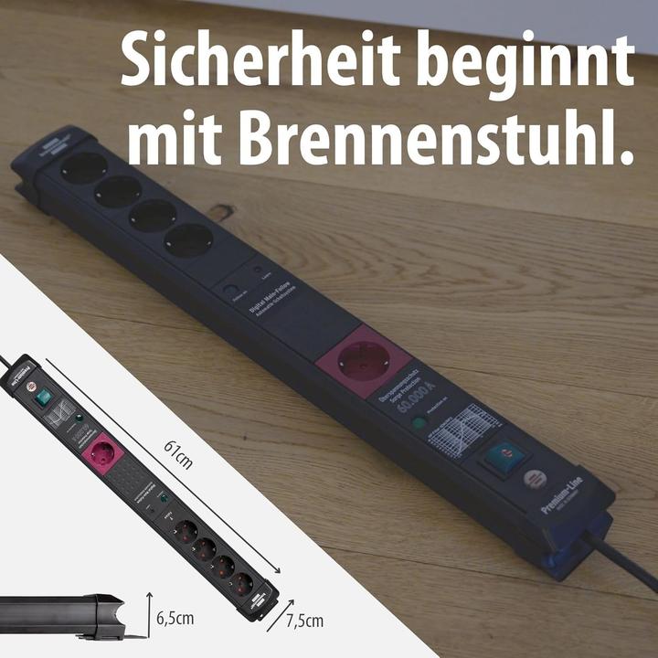 Produktbild Brennenstuhl Premium-Line 5-fach Steckdosenleiste mit Überspannungsschutz 61,0 cm schwarz (5x, CEE 7/3, 3 m)