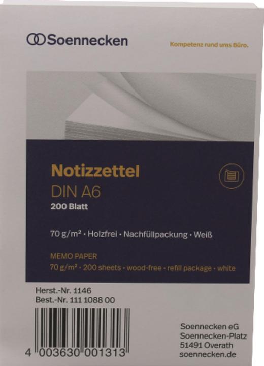 Image du produit Soennecken Format de papier : DIN A6 Grammage : 70 g/m². (A6, 200 feuilles, 70 g/m²)