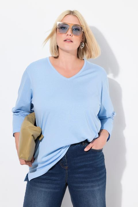 Actual product image Ulla Popken Back To Basics V-Neck Relaxed Fit Cotton Tee (42, 44)