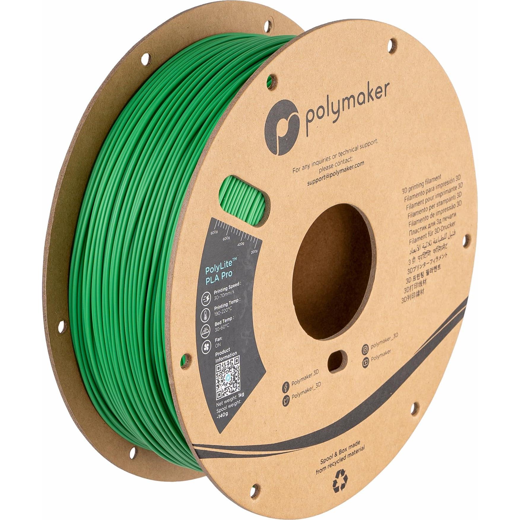 Thumbnail - Polymaker PolyLite PLA PRO Green 1.75mm 1kg (PLA-R, 1.75 mm, 1000 g, Grün), 3D Filament, Grün