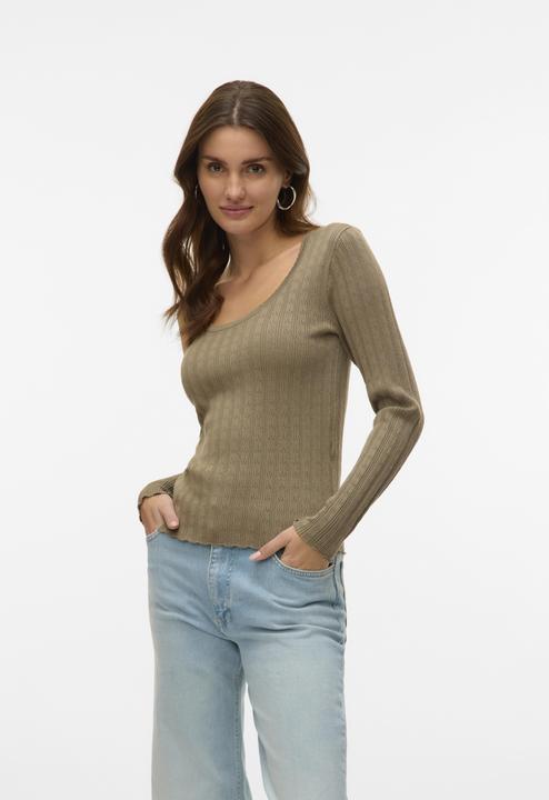 Produktbild Vero Moda Willow Pointelle Langarm Pullover mit U-Ausschnitt (XS)