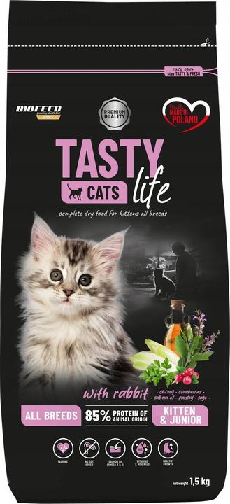 Biofeed Tasty Cats Life Kitten Junior Rabbit - aliment sec pour chat - 1.5kg (Junior, 1 pcs, 1500 g)