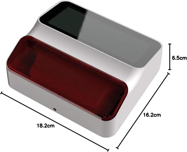 Image du produit Daewoo Sirène extérieure solaire sans fil pour alarmes avec batterie de secours, 100 dB