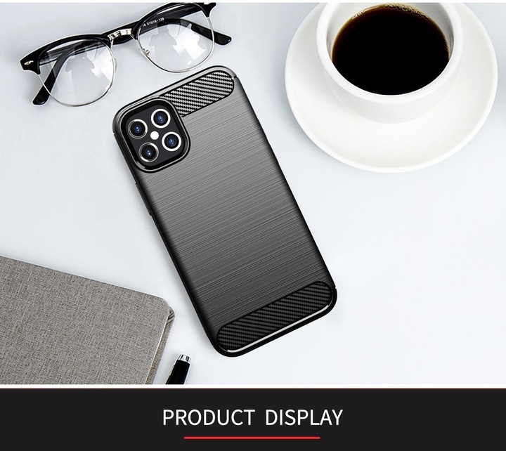 Actual product image Cadorabo TPU Ultra Slim carbon stainless steel Combi Cover (Apple iPhone 12, Realme 12 Pro+)