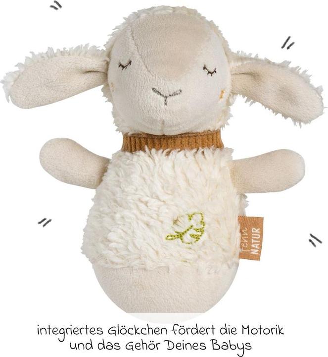 Image du produit Fehn Rasseln & Greiflinge Steh-auf-Figur NATUR - Schaf