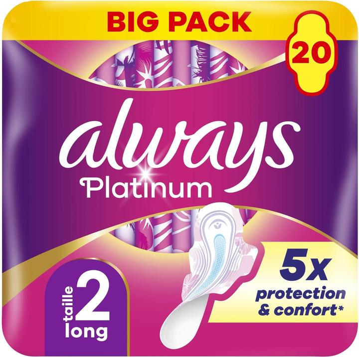Produktbild Always Platinum Long Plus Size 2 Damenbinden mit Flügeln (20x)