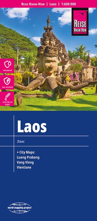 Map Laos 1 : 600.000 with Luang Prabang, Vang Vieng, Vientiane 600000 (German, Peter Rump, 2023)