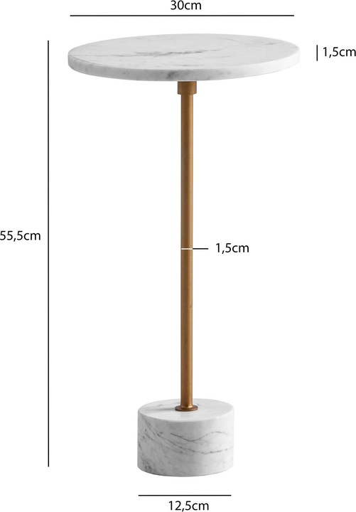Actual product image FineBuy Beistelltisch Anstelltisch Echter Marmor Ø 30 cm Wohnzimmertisch Rund (30 x 30 x 56 cm)