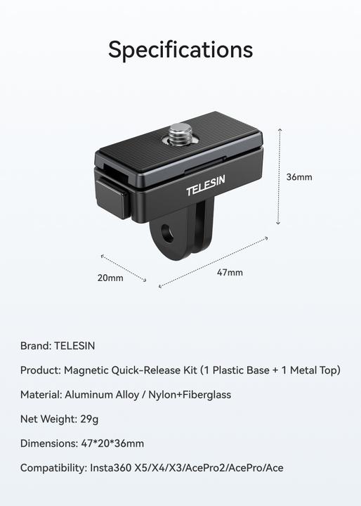 Actual product image Telesin Quick-Release Set For Insta360 Ace & X-Serie