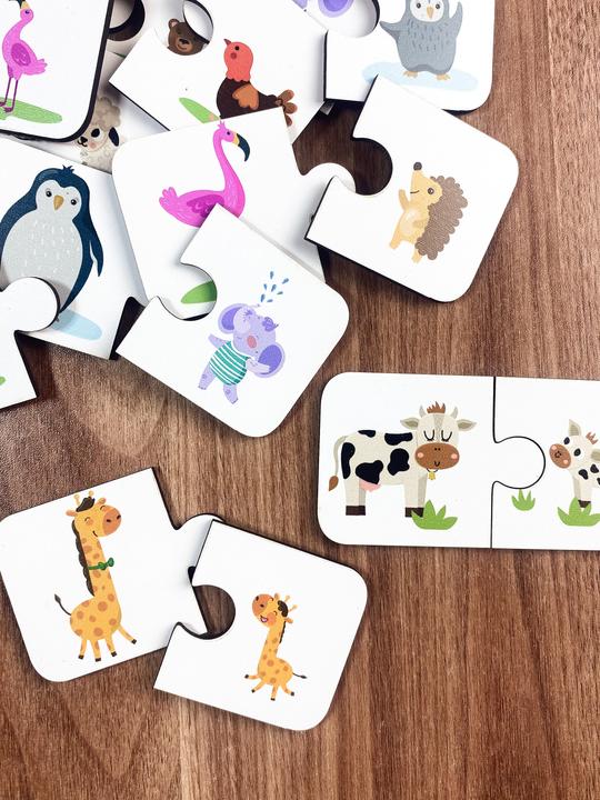 Produktbild Activity Board Puzzle 2 Stück Jigsaw, Bildungsmaterial, Homeschool Vorschule Karten, Tiere Matching Game