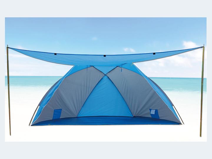 Rix Conchiglia da spiaggia 46254 con tettuccio parasole aggiuntivo e protezione UV - 270 x 120 x 120 cm (tenda da spiaggia, 3 persone)
