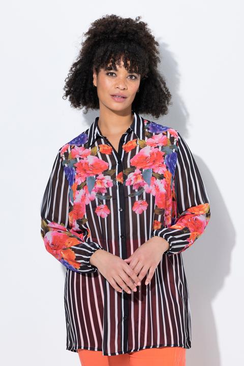 Produktbild Miamoda Bluse, A-Linie, Chiffon, Streifen/Blüten (42)