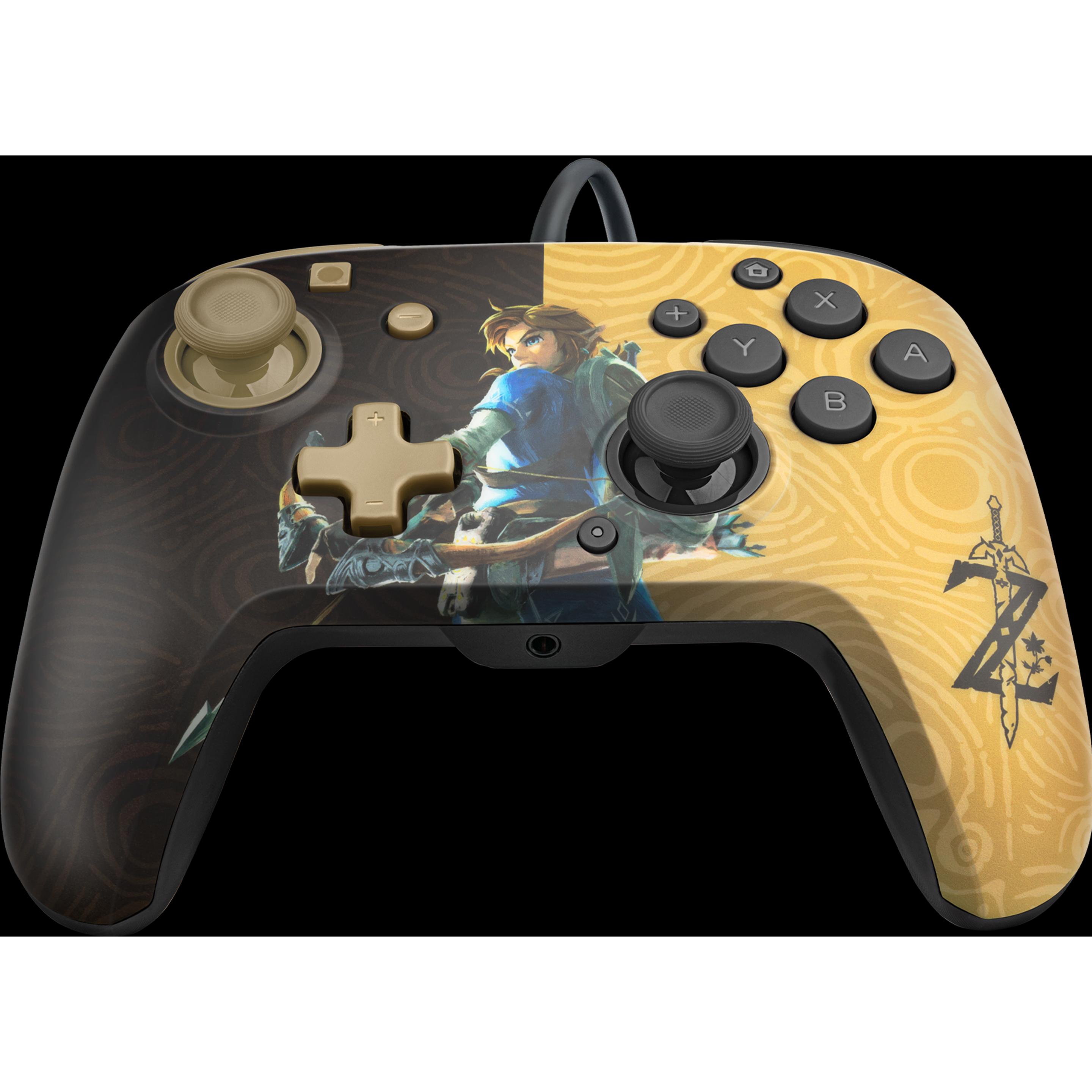 PDP Controller Faceoff Deluxe+Audio Zelda Switch (Switch OLED, Switch), Gaming Controller, Gold, Schwarz