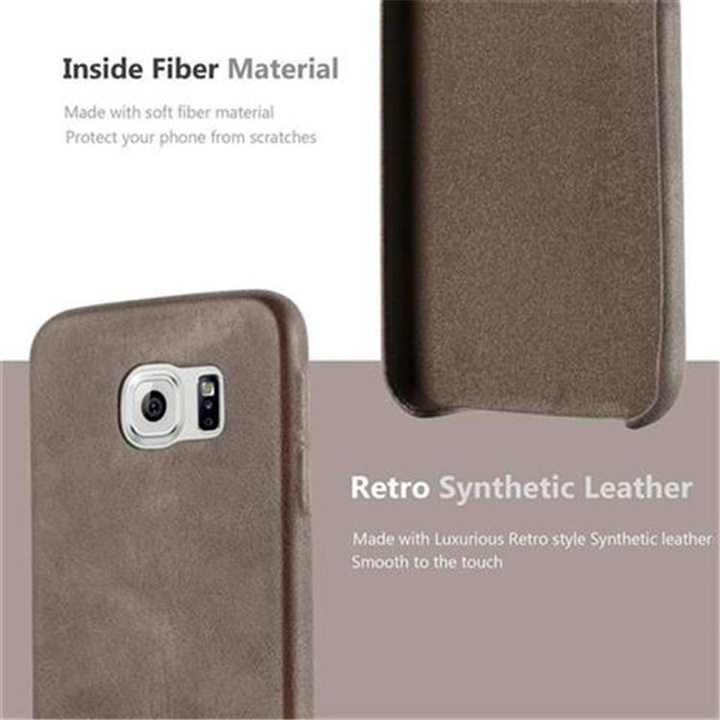 Actual product image Cadorabo Hard cover faux leather with texture (Samsung Galaxy S6)
