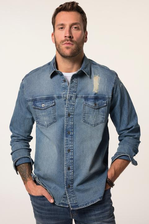 Produktbild JP1880 JP 1880 Jeanshemd FLEXNAMIC®, Denim, Langarm, Kentkragen, Modern Fit (4XL)