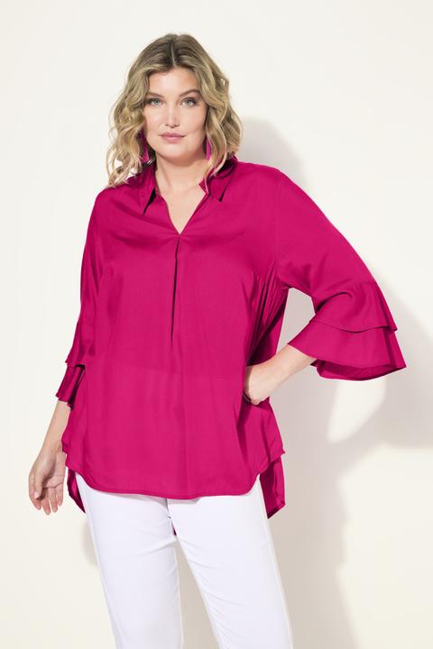 Produktbild Miamoda Bluse, A-Linie, Satin, 3/4-Ärmel mit Doppelvolant (52)