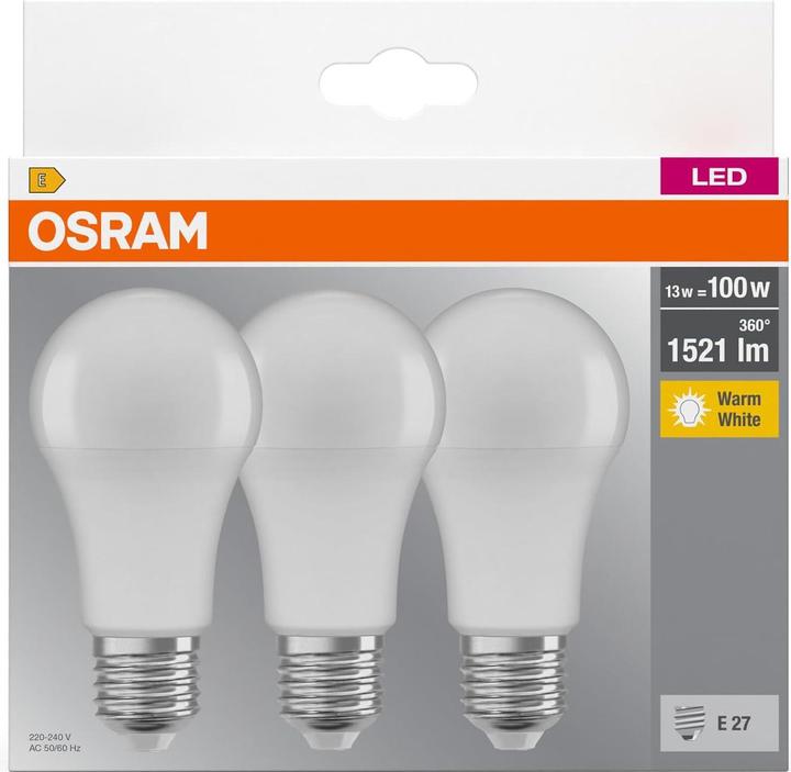 Produktbild Osram Led Base Classic A (E27, 1521 lm, 3 x)