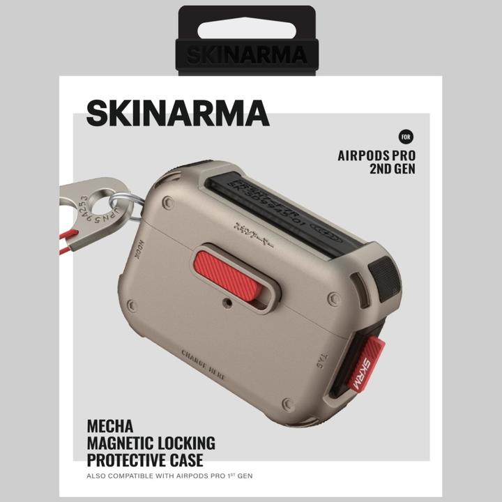 Actual product image Skinarma Case Mecha for AirPods Pro 2 champagne (Headphone sleeve)