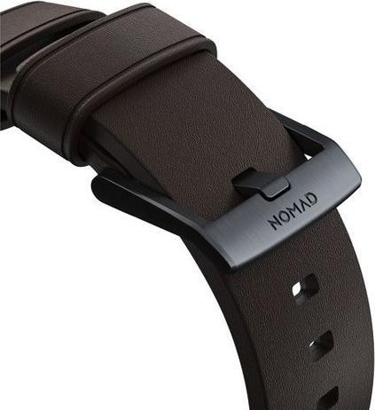 Actual product image Nomad Active Band Pro -nahkaranneke, Apple Watch 49 / 45 / 44 /, musta/ruskea (Heinen leather and FKM fluoroelastomer rubber)