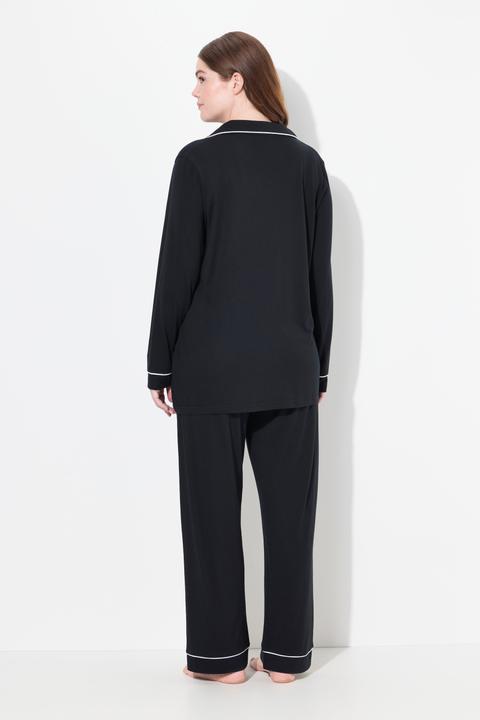 Actual product image Ulla Popken Contrast Piping Lapel Collar Pajama Set (54)