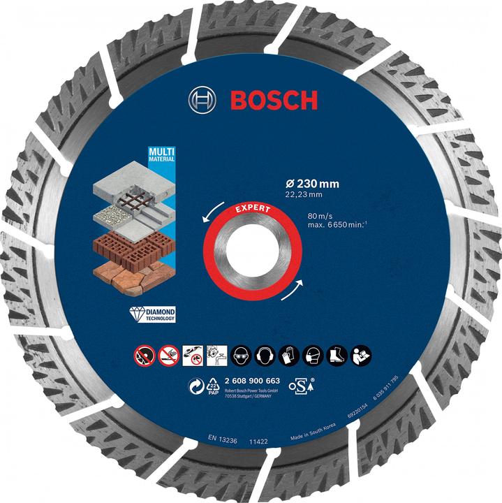 Immagine prodotto Bosch Professional Zubehör Dischi diamantati EXPERT MultiMaterial, 230 x 22,23 x 2,4 x 15 mm