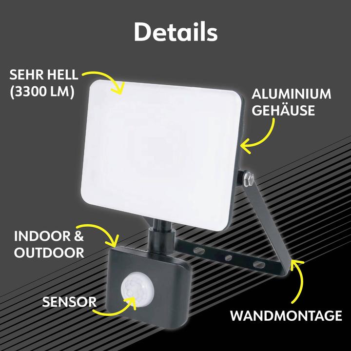 Produktbild Müller Licht Müller-Licht Orlando 21600074 LED-Aussenstrahler mit Bewegungsmelder 30 W Neutra (3300 lm, IP44)