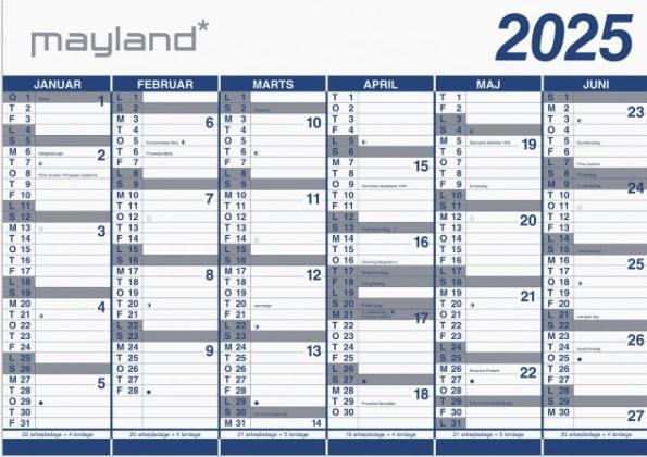 Mayland-Burde Kalender 2x6 mdr. rura z plastiku PP 2025